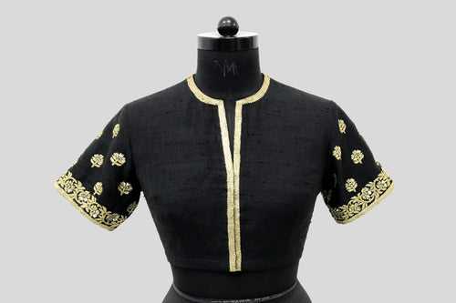 Cotton Traditional Buti Black Blouse