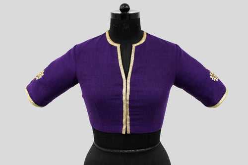 Matka Silk Big Flower Buta Purple Blouse