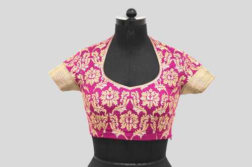 Benaras Woven With Ultakatori Jaal Embroidery Fuchsia Blouse