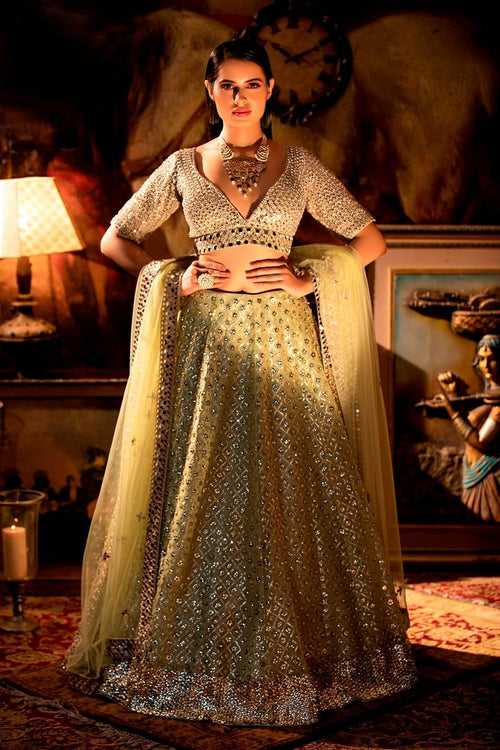 Mint Green Mirror Lehenga Set.