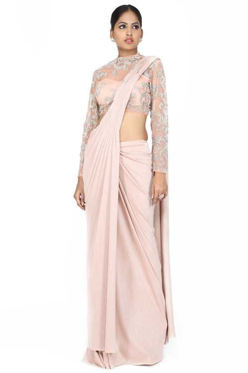 Pale pink concept drape saree.