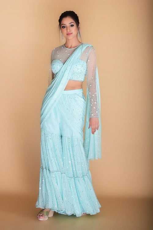 Powder blue gharara set.