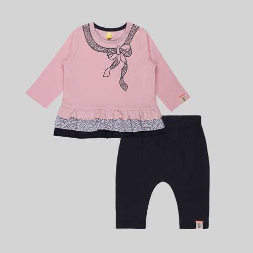 Baby-609 Super Trendy Girls Bow set (Pink) - Organic cotton