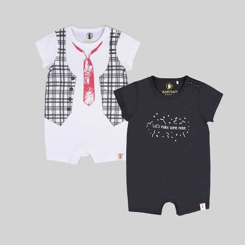 Baby-551 Boys 2 Pack Romper Suits - Organic cotton