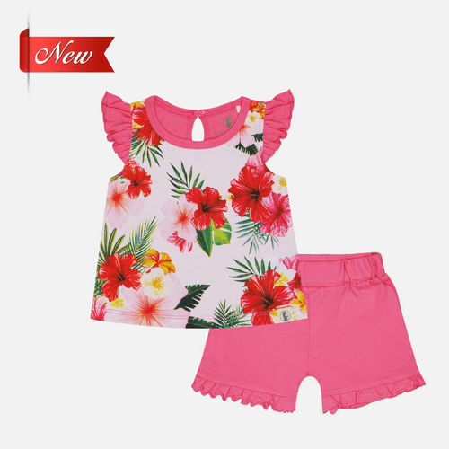 Baby-795 Girl Tropical Flower Set - Organic Cotton