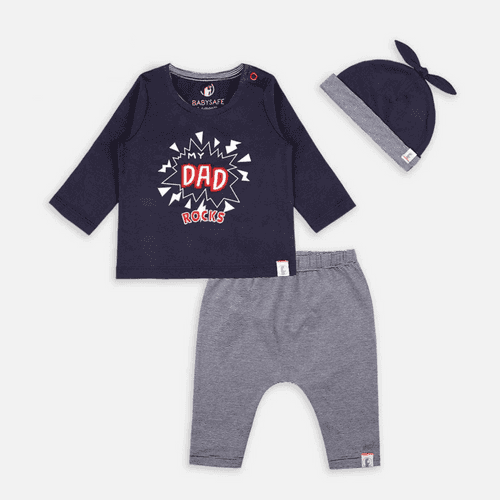 Baby-680 Boys 3 piece My Dad Rocks set - Organic cotton