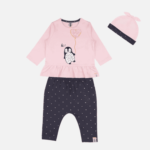 Baby-649 Girl 3 piece Penguin set - Organic cotton