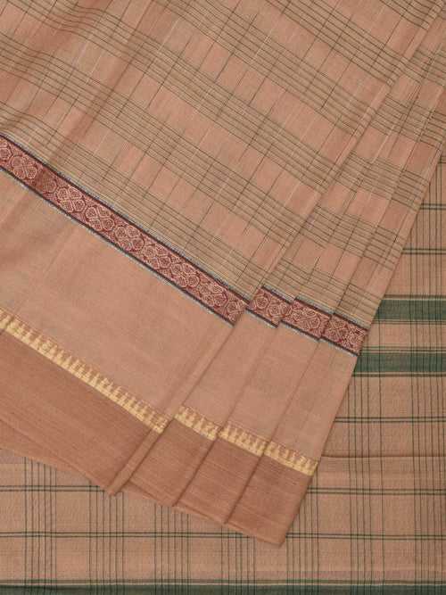 Cream Narayanpet Cotton Handloom Saree with Strips Design No Blouse np0850