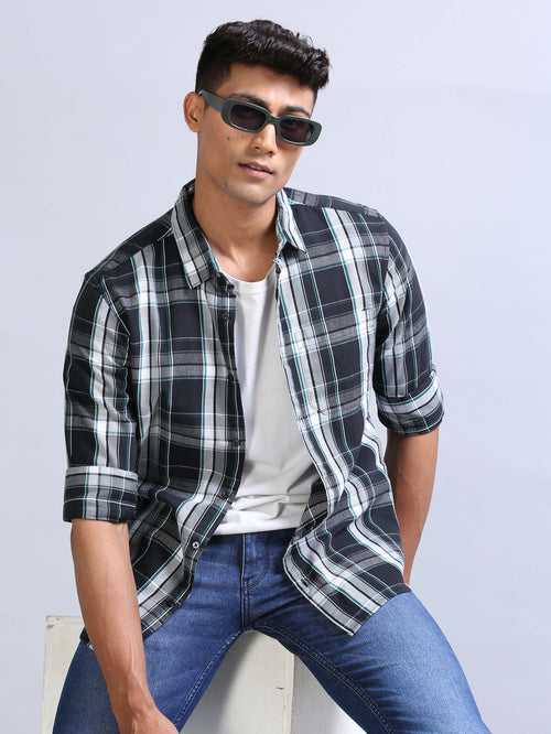 Wale Quadrey Black Checks Shirt