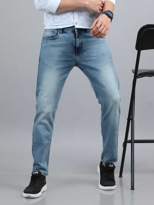 Dusty Blue Solid Slim Fit Jeans
