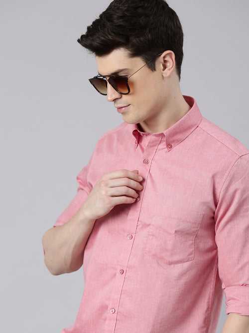 New York Pink Button down Solid Shirt