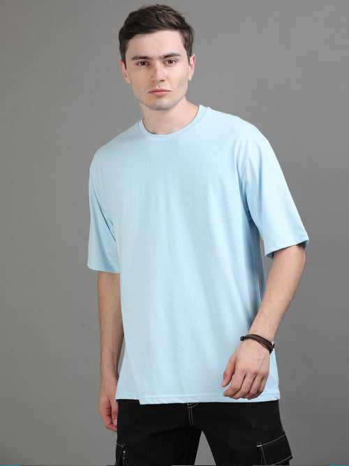 Sky Blue Oversize Solid T-Shirt
