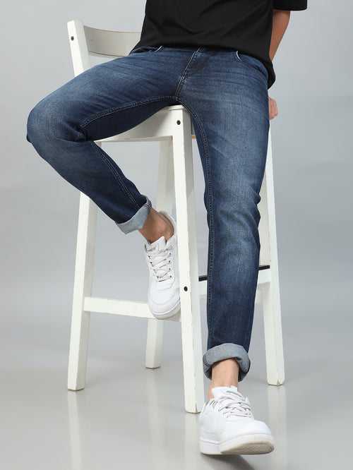 Denim Blue Solid Slim Fit Jeans