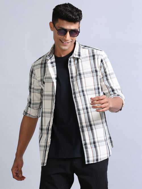 Wale Quadrey Cream Checks Shirt