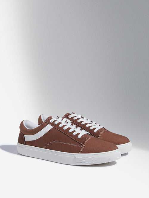 SOLEPLAY Brown Lace-Up Canvas Sneakers