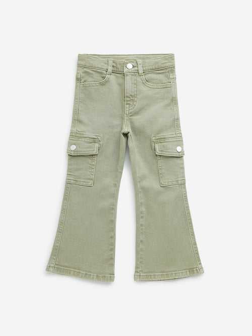 HOP Kids Sage Mid-Rise Cotton Blend Bootcut Jeans