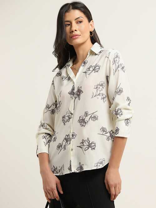 Wardrobe Ivory Floral Printed Shirt