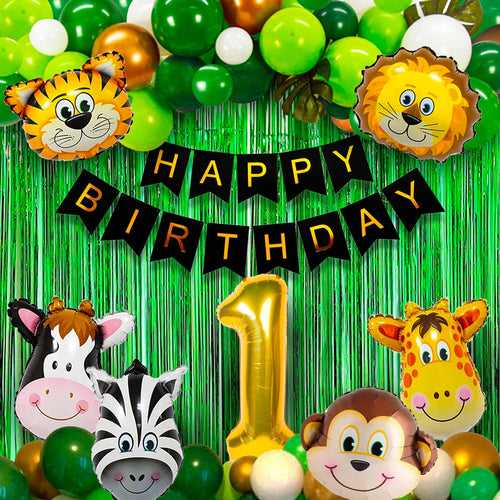 Kids Birthday Decoration - 52Pcs, Jungle Theme Birthday Decoration For Boys, Girls