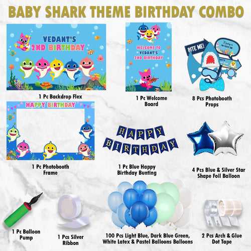 Baby Shark Birthday Kit - Silver Combo