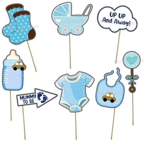 Blue Baby Shower Photo Booth Party Props