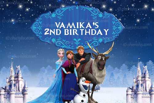 Elsa Frozen Personalized Backdrop for Kids Birthday - Flex banner