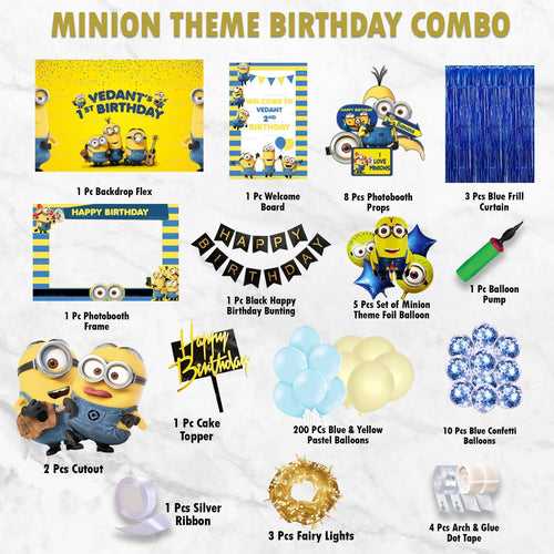 Minion Kids Birthday Combo - Birthday Kit - Gold Pack