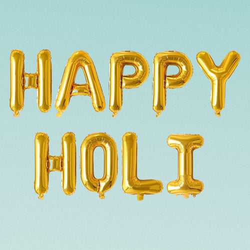Happy Holi Golden Foil Balloon