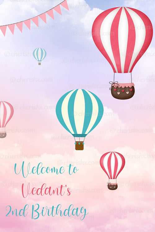 Hot Air Balloon Personalized Welcome Board for Kids Birthday