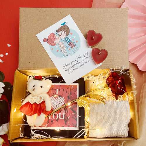 Love Rose Hamper - Valentine Day Gift for Girls Boys Girlfriend Boyfriend Husband Wife