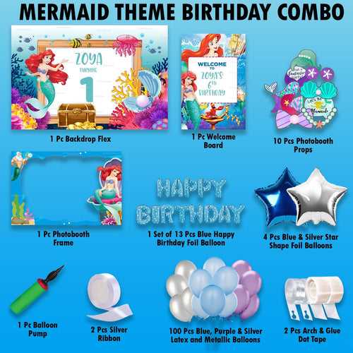 Mermaid Birthday Combo Kit - Silver