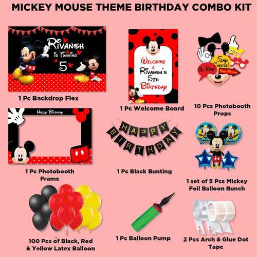 Mickey Mouse Birthday Combo Kit - Silver
