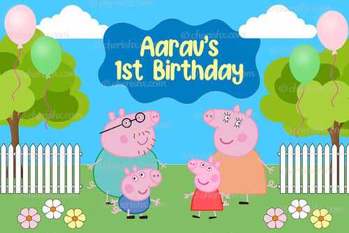 Peppa Pig Personalized Backdrop for Kids Birthday - Flex banner