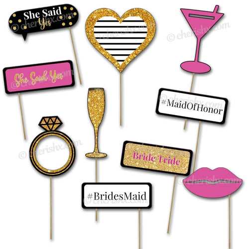 Pink Bride To Be Photo Booth Party Props