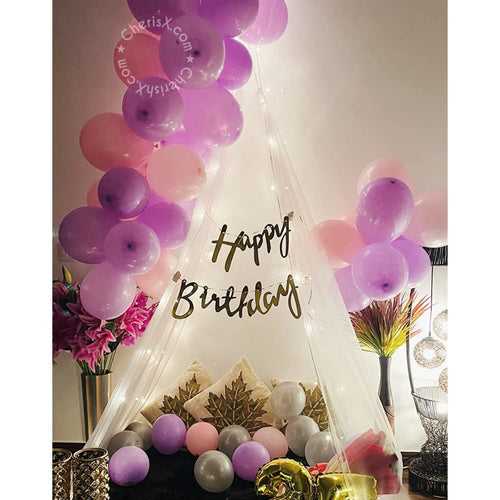 Birthday Canopy Purple - 40 Pcs Items - Tent Birthday Backdrop For Decoration for girls, boy, wife.
