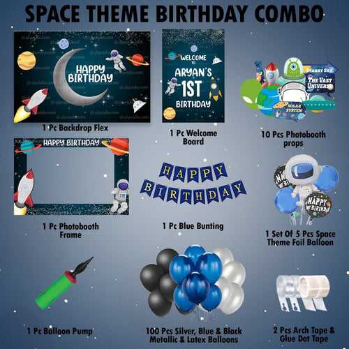 Space Birthday Combo Kit - Silver