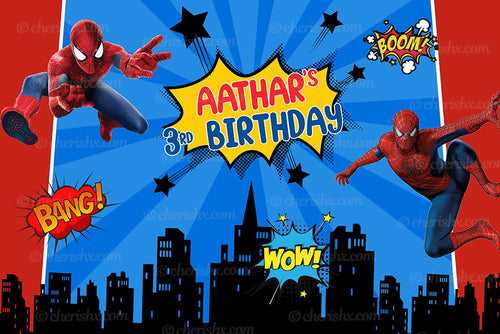 Spiderman Personalized Backdrop for Kids Birthday