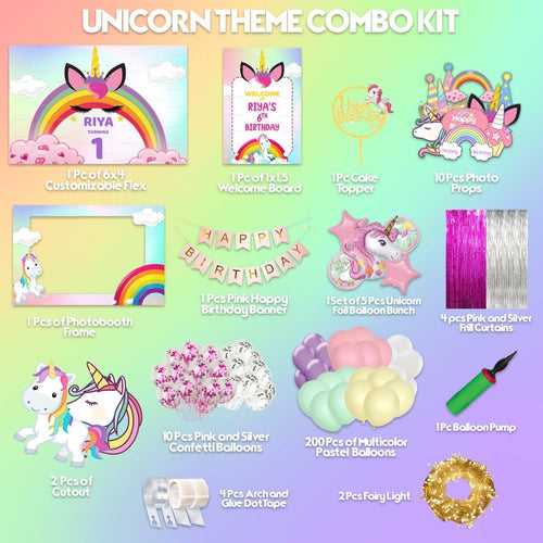 Unicorn Birthday Combo Kit - Gold