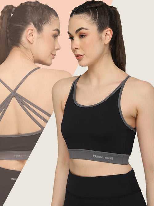 High Impact Multi Strap Sports Bra – Grey