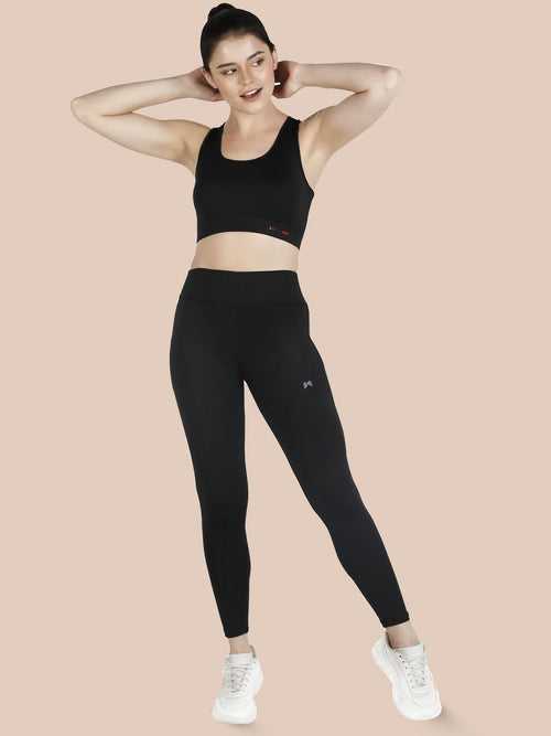 High Waist Tight With Back Style Sports Bra Pair - Black