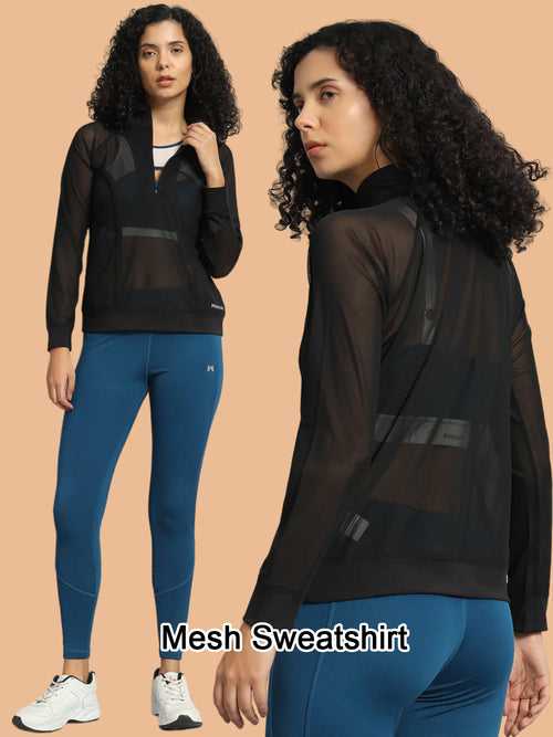 Bone-Dry Mesh Sweatshirt - Black