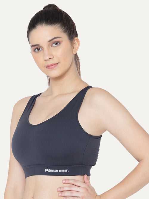 No Bounce Criss Cross Sports Bra – Grey