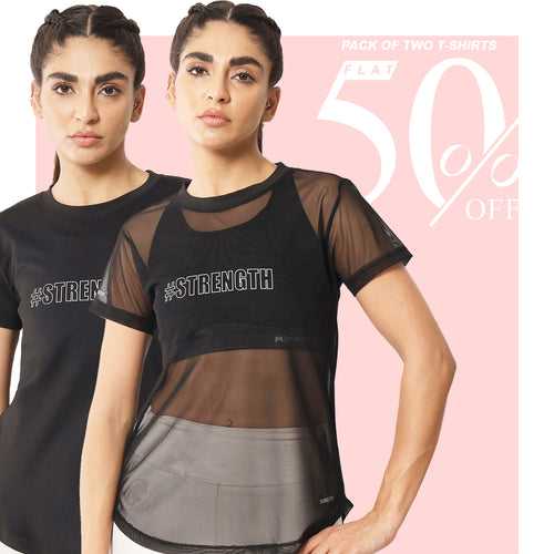 Combo of two Black Strength T-shirts – Basic & Mesh