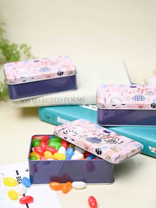 Floral Tin Storage Box - Set Of 3, Multi Color