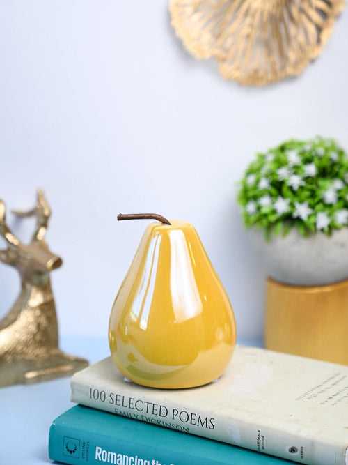VON CASA Decorative Pear - Ceramic, Yellow