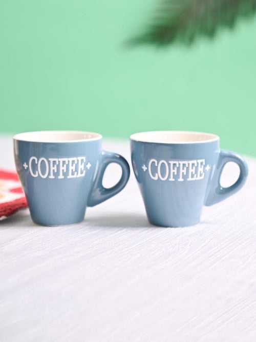 VON CASA Grey Coffee Mug - Set Of 2, 90Ml Each