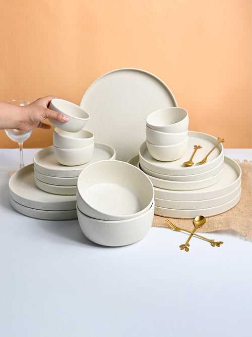 MARKET99 Minto Cream Sparkle Dinner Set