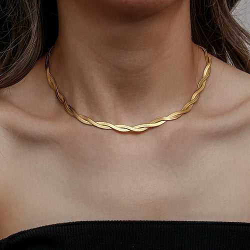 18KT Gold Plated Twisted Silk Necklace