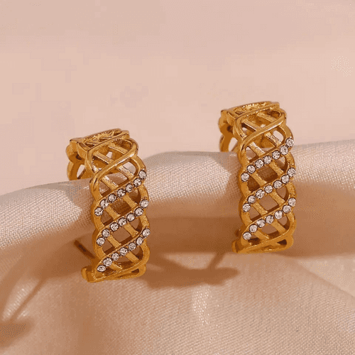 18KT Gold Plated Stella CZ Earrings