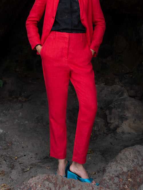 Red Linen Pant