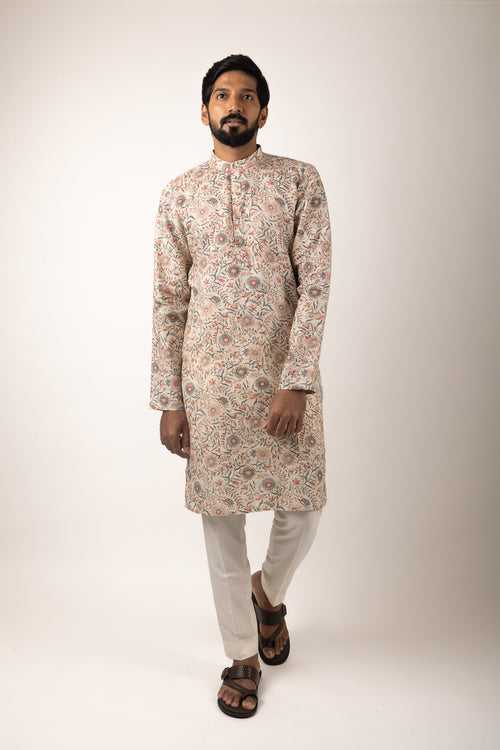 Gatsby Essential Printed Kurta (beige)